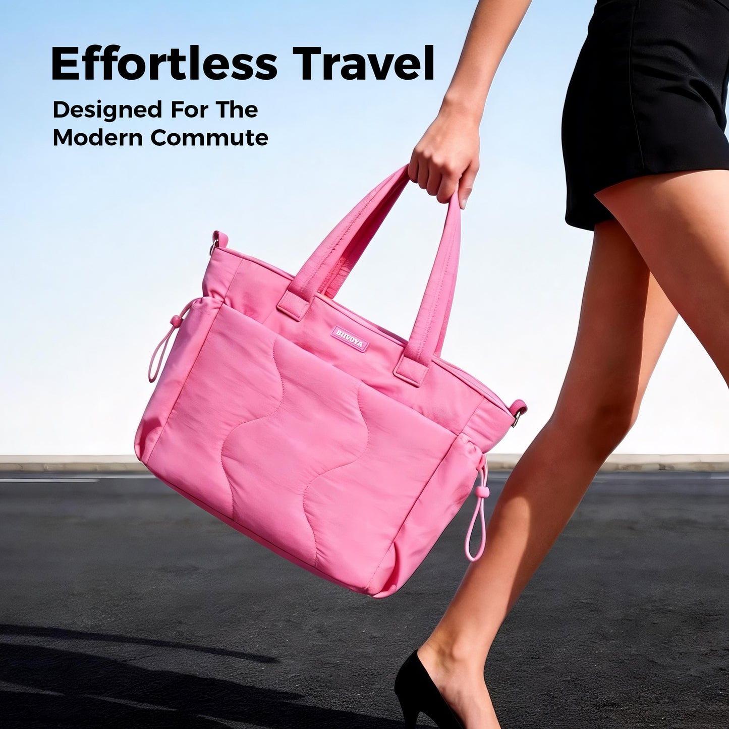 CloudLite™ Laptop Puffy Tote for Women - Mauve Pink
