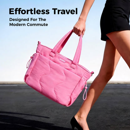 CloudLite™ Laptop Puffy Tote for Women - Mauve Pink