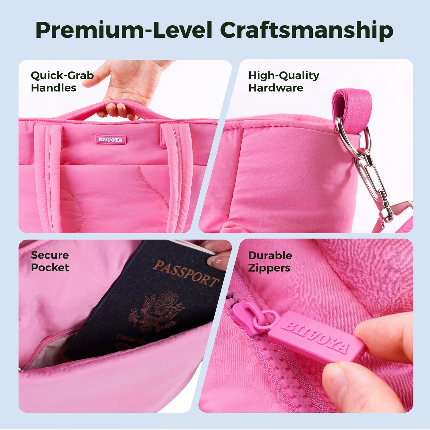 CloudLite™ Laptop Puffy Tote for Women - Mauve Pink