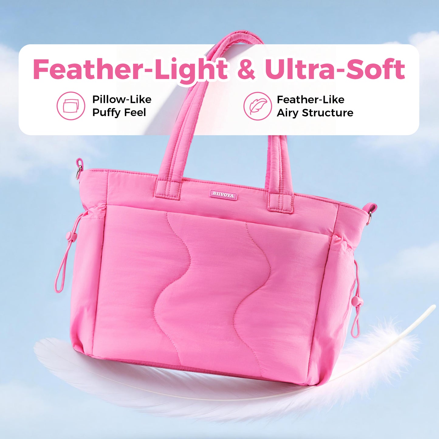 CloudLite™ Laptop Puffy Tote for Women - Mauve Pink