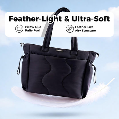 CloudLite™ Laptop Puffy Tote for Women - Midnight Black