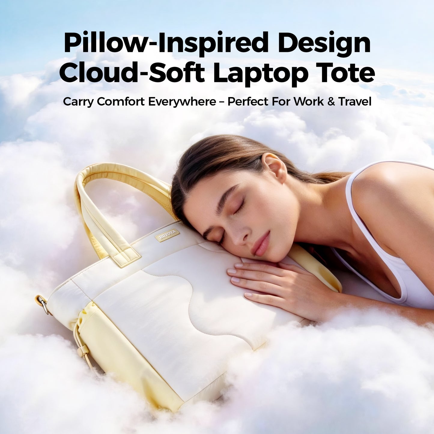 Ultra-Loft Laptop Puffy Tote for Women - Vanilla Cream