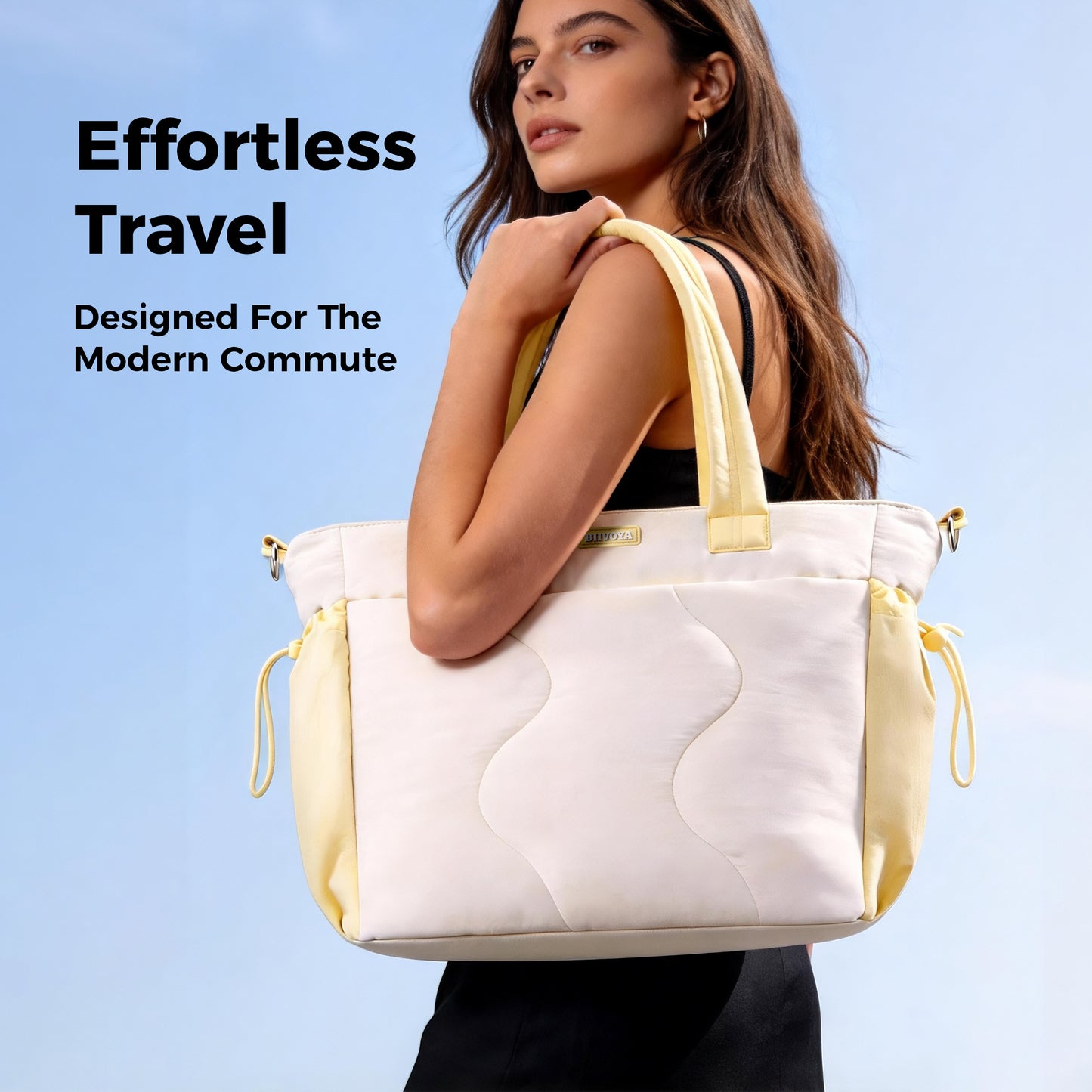 Ultra-Loft Laptop Puffy Tote for Women - Vanilla Cream